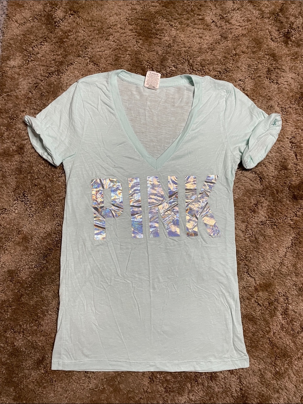 PINK Victoria’s Secret Y2K Teal T Shirt Size Medium‎